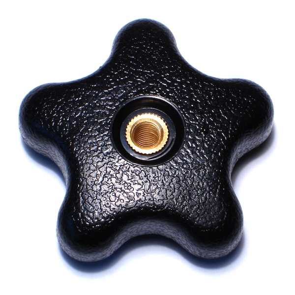 Midwest Fastener 1/4"-20 x 1-1/4" Black Plastic Coarse Thread Thru-Hole Star Knobs 3PK 78084 - main